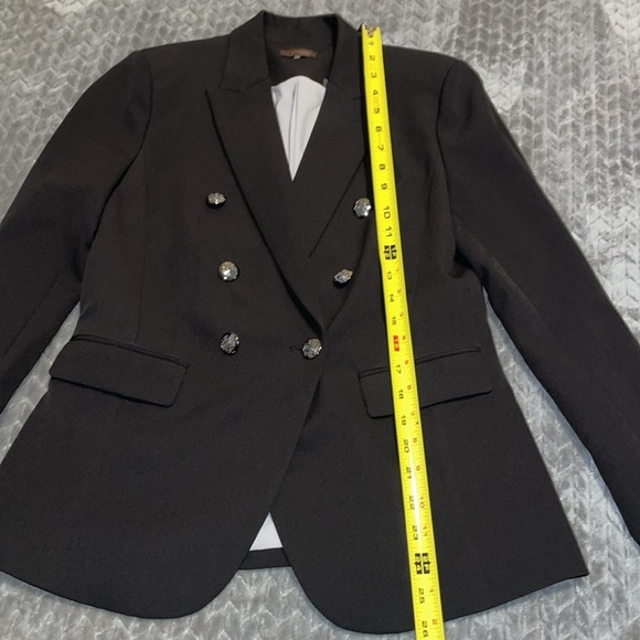 Crosby. Double Breasted Lined Blazer.  Black with gray lining. Size 6. - Picture 5 of 12